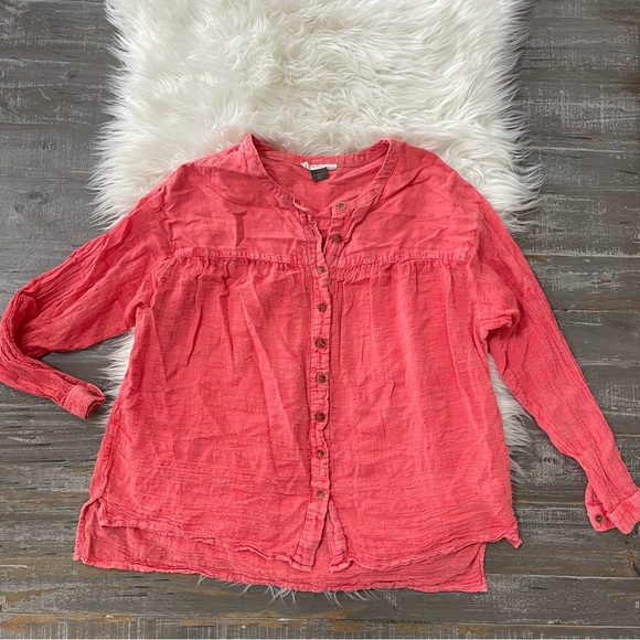 Anthropologie Pilcro Mila Draped Button Down Cotton Relaxed Fit Boho Top Size XS - Picture 2 of 5